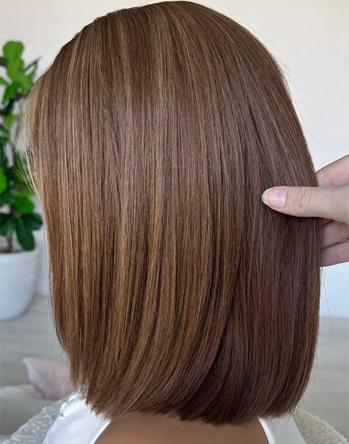 Ronni- Warm Caramel Honey Highlight Straight 13x4 Real HD Lace Bob Glueless Wigs For Women