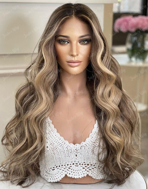 [Ready To Ship]Balayage Wavy 13x6 Real HD Lace Front Human Hair Wigs for Women