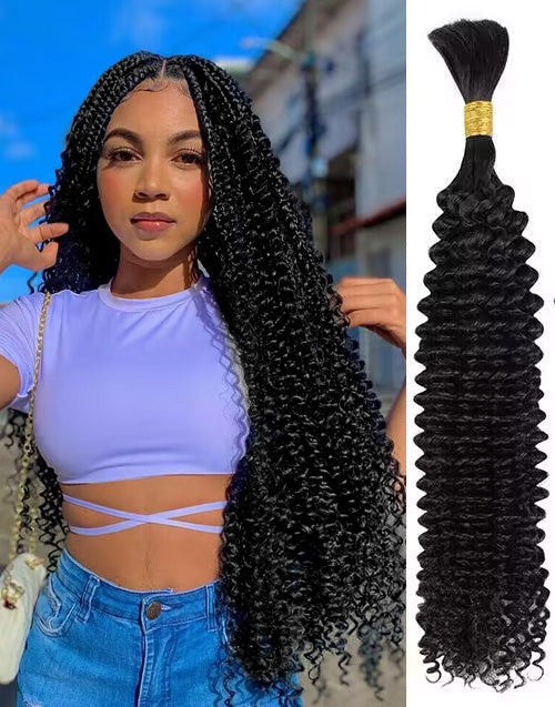 Boho Human Braiding Hair Curly Bulk Human Hair 12A No Weft  For Braiding Hair Extensions for Box Micro Braids