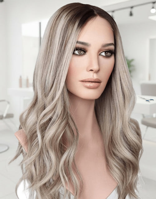 Power- 13x4 Ombre Blonde Balayage Wavy Lace Front Wig Glueless Human Hair Wigs