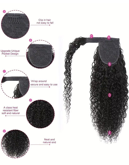 Water Wave Ponytail Human Hair Extensions For Women Wrap Around Human Hair Ponytail Extension Hair
