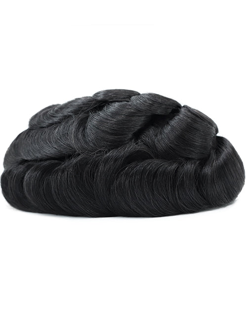 8"x10" Skin 12-14mm Scallop Front 6" Hair Toupee Hairpieces for Men Indian Human Hair