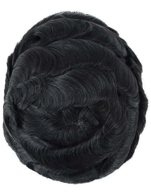 8"x10" Skin 12-14mm Scallop Front 6" Hair Toupee Hairpieces for Men Indian Human Hair