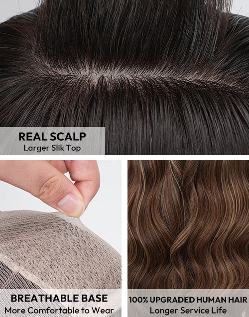 Krita- Unique Design 5.5x4 Silk Base Lace Top Wig Customized Ombre Highlight Brown Wavy 6x5.5 Lace Wig