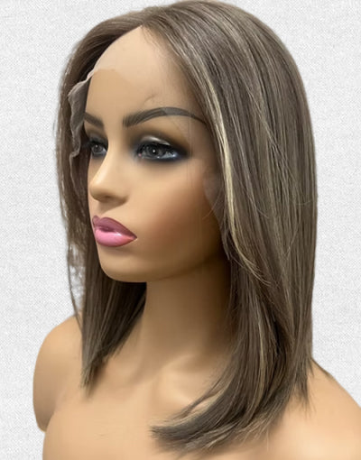 Jania- Balayage Ash Blonde Slight Layer Straight True-Hold Glueless Bob Wig Human Hair