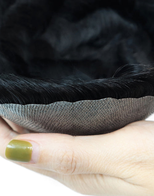 8"x10" Skin 12-14mm Scallop Front 6" Hair Toupee Hairpieces for Men Indian Human Hair