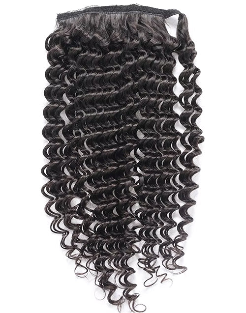 Deep Wave Wrap Around Ponytail Human Hair Extensions Real Human Hair For Women
