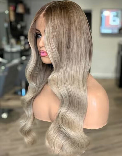 18" Ombre Brown Blonde Wavy Wig 13x4 Lace Glueless Wig Flash Deal