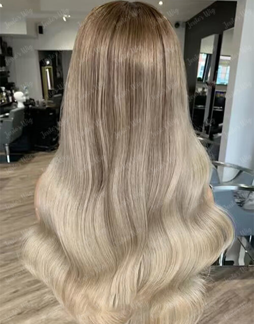 18" Ombre Brown Blonde Wavy Wig 13x4 Lace Glueless Wig Flash Deal