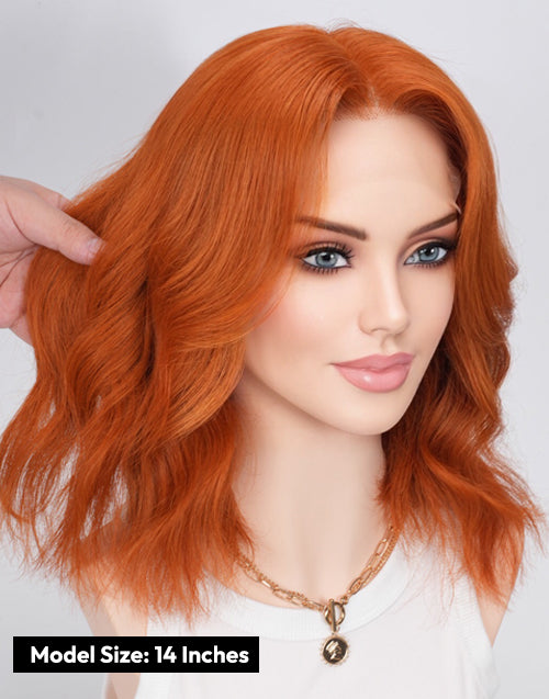 Maple-Copper Red 13X4 Lace Front Bob Wig Desert Red 5.5X5.5 Human Hair Wig