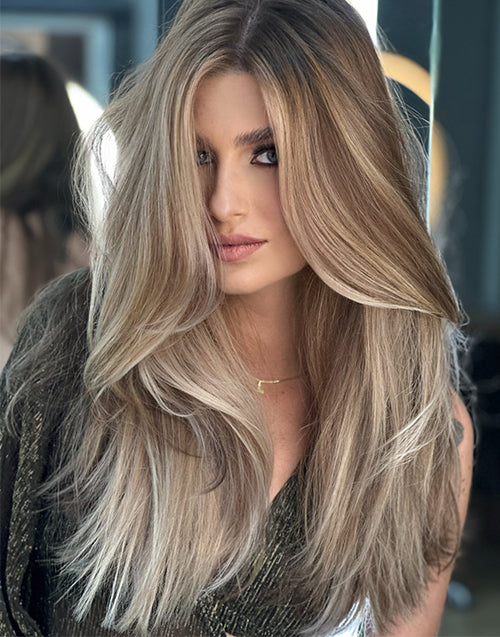 Leky-Light Ash Blonde Balayage Straight 13x6 Lace Front Glueless Wigs With Ash Roots