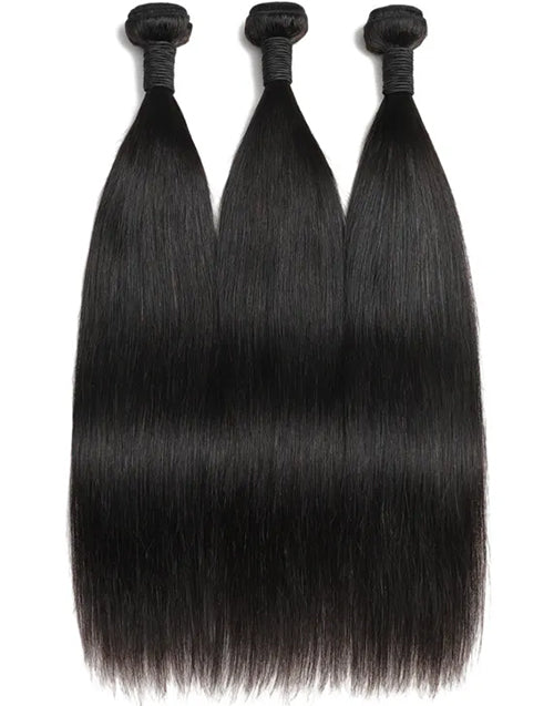Straight Hair 3 Bundles With HD 4x4 Lace Closure Ultra-thin Invisible Swiss Lace Human Hair With Closure