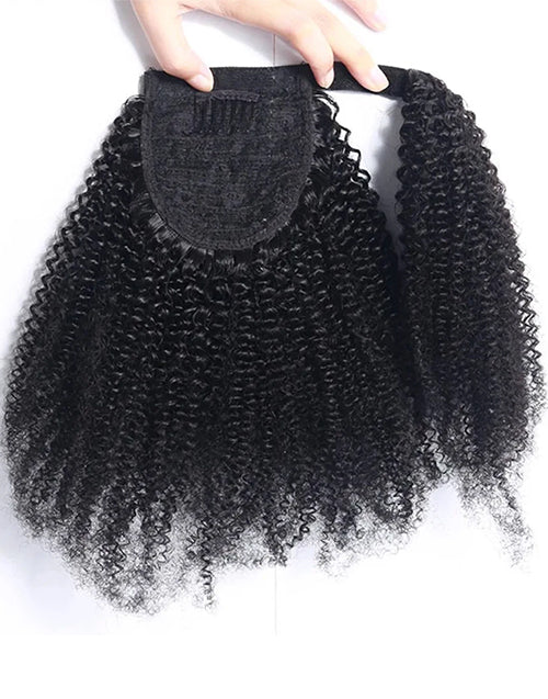 Ponytails Extensions Human Hair Afro Kinky Curly Ponytail Wrap Around Ponytail 4B 4C Remy Hair