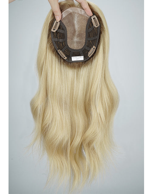 6"x7" 16" Women Topper Hair Toupee Fine Mono Wefted Top Piece Cuticle Brazilian Hair TP18