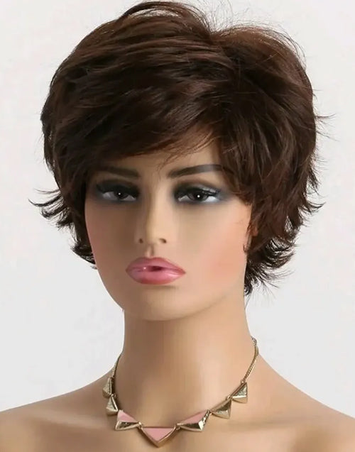 Zibela- Dark Brown Short Natural Wavy Bob Wig With Side Bangs For Women Human Hair 6.5x4.5 Lace
