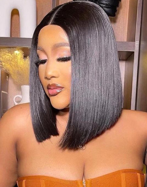 14" 16" Straight Thin V Part Bob Wig Flash Deal