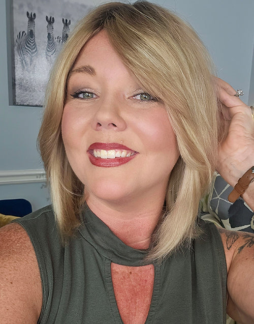 Carrie- Layered Ombre Ash Blonde Bob Wig With Bangs Minimalist Lace Wig
