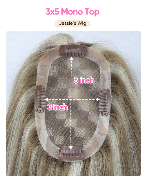 Custom Made 3x5 Mono Top Highlight Human Hair Topper
