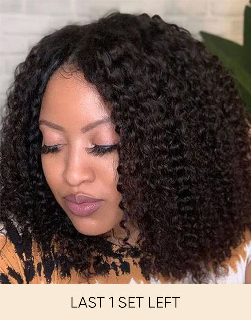 14" 16" Curly Thin V Part Bob Wig Flash Deal