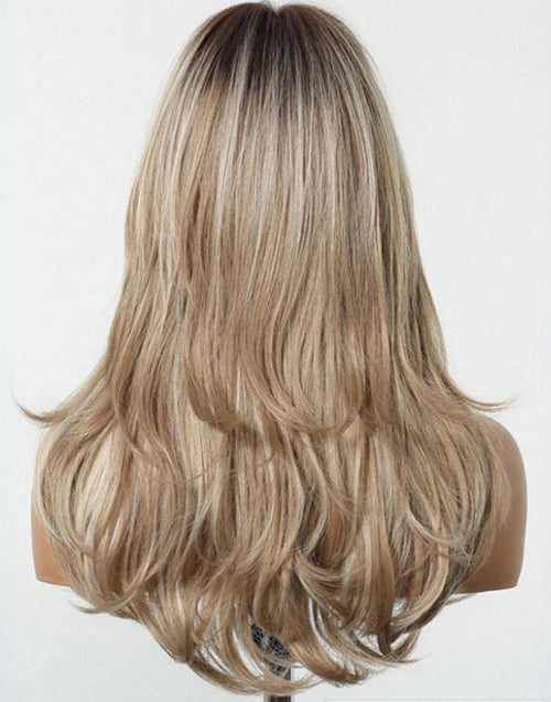 [Ready To Ship Only For US] Alba- Minimalist Lace Brown Ombre With Blonde Wavy Layered Wig With Curtain Bangs