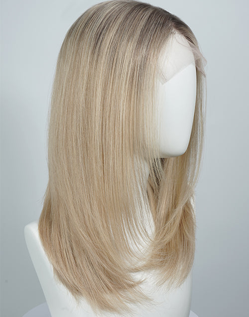 Samina- Ombre Ash Blonde Balayage Layered Cut Straight Wig True-Hold Gluless Wig