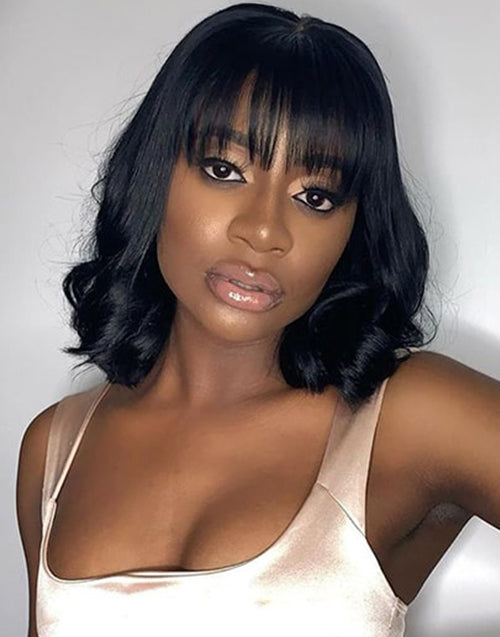 Elowen- Smart-Fit Pull Go Glueless Wig 6x5 Pre Cut Lace Bob Wavy 13x5 Pre Everything Human Hair Wig With Bangs