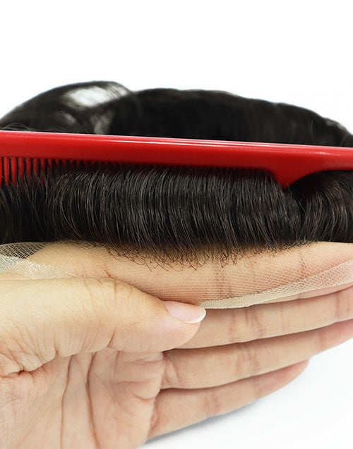 8"X10" Toupee for Men French Lace Front and Center Thin Skin Back Sides Indian Human Hair