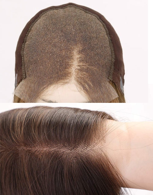 Helia-Glueless Brown Balayage Flawless Wavy Comfortable Lace Top 5.5X5.5  Lace Human Hair Wig For Alopecia Women