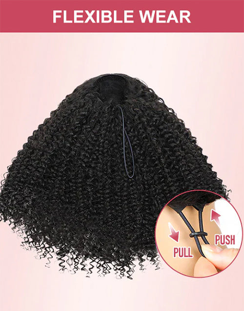 Kinky Curly Half Wigs One Fit All Half Up Half Down Wig Human Hair