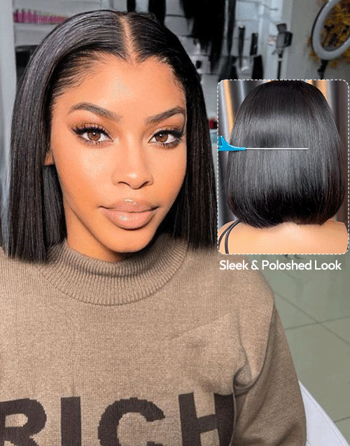 8" 14" Straight 4x4 Lace Bob Wig Glueless Wig Ready to Ship Flash Deal