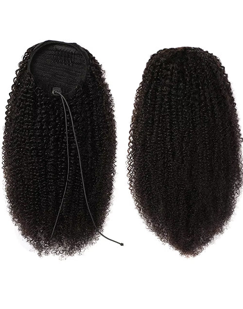 Afro Kinky Curly Hair Ponytail Extensions Clip in Drawstring Ponytail Human Hair Extensions