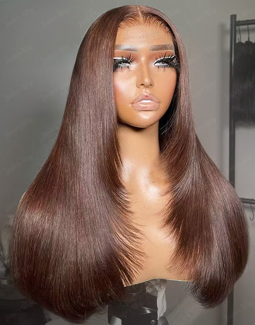 [Ready To Ship Only For US] Dana- Pre Everything Layer Cut Chocolate Brown Straight 9x6 Glueless Human Hair Wig