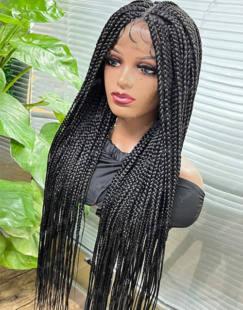 Eudora- Full Lace Knotless Real Box Braided Wig Fully Handmade Braids Wig for Women