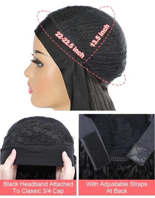 Deep Wave Headband Wig  Easily Do High Ponytail/Bun By Yourself