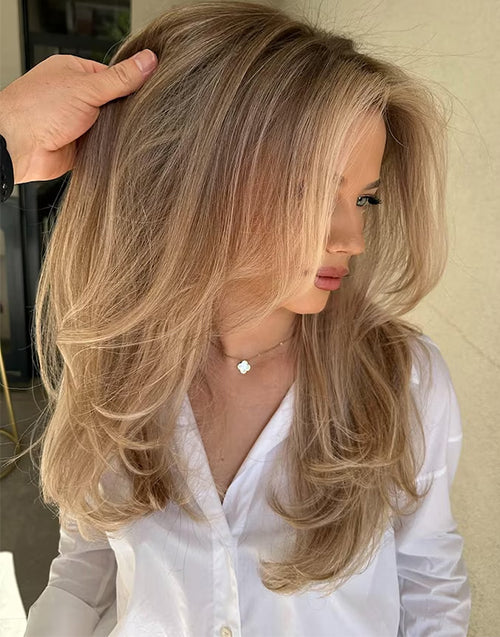 20" 22" Highlight Blonde Straight Layered 13x4 Lace Front Wig Flash Deal