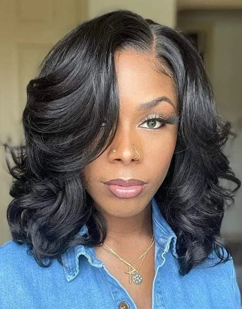 Candice- Smart-Fit Pull Go Pre Cut Glueless Lace Wavy 13x5 Lace Front Bob Wig Human Hair Wig