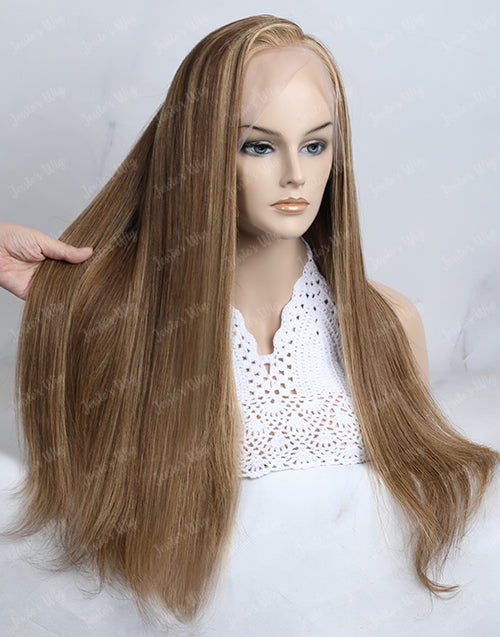 Janice-Custom Made European Processed Human Hair Highlight Brown 8.5x5.5 Lace Wig
