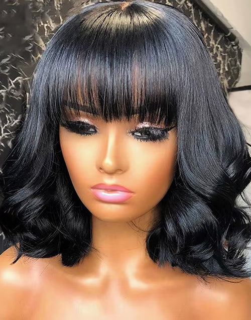 Elowen- Smart-Fit Pull Go Glueless Wig 6x5 Pre Cut Lace Bob Wavy 13x5 Pre Everything Human Hair Wig With Bangs