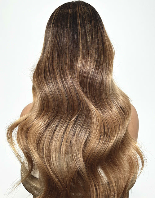 Skylar- True-Hold Series Ombre Honey Blonde Balayage Shiny Wavy 13x6 Lace Glueless Wig