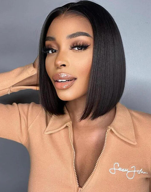$79=2 WIGS|8" Straight Bob 13x4 Lace Wig+10" Straight Bob Wig With Bangs Flash Sale