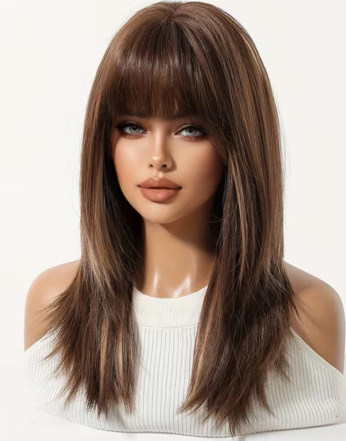 Phanie- Minimalist Lace Ombre Brunette Balayage Straight Layered Wig With Bangs