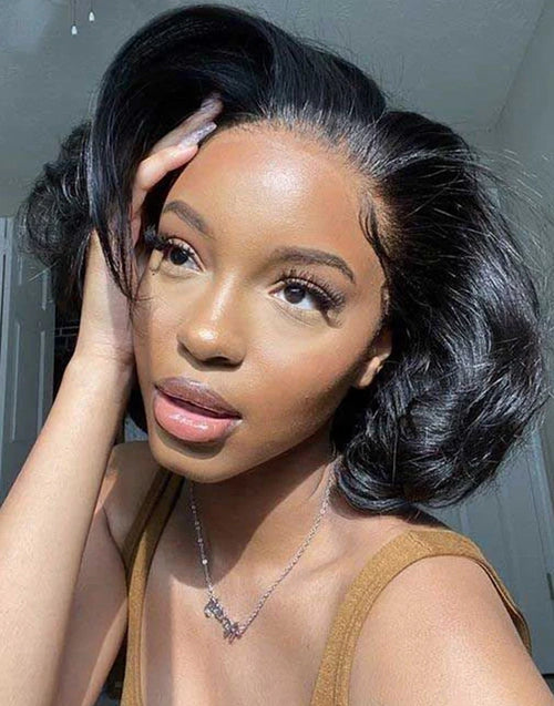 Niamh -Pre Cut 7X5 Glueless Blow Out Copper Brown Black Color Bob Human Hair Wig