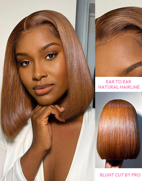 Diamond- Ginger Color Bone Straight Bob 13x4/5x5 Lace Wigs Glueless Wig