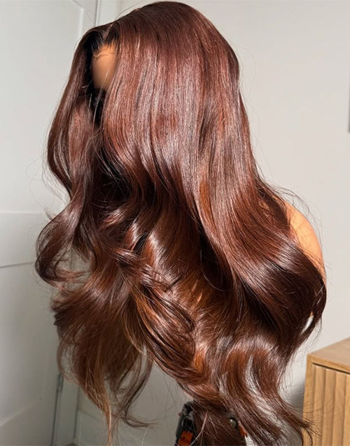 Anita- Full 250% Density Auburn Brown Color Wig Long Wavy 13x5 Deep Parting Glueless Wigs Pre Cut Lace