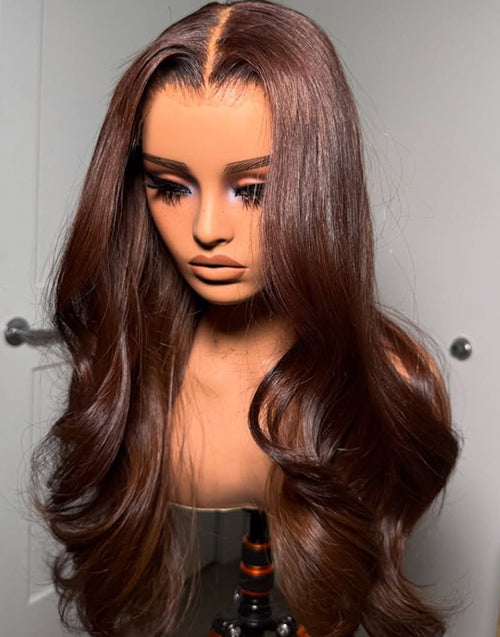 Anita- Full 250% Density Auburn Brown Color Wig Long Wavy 13x5 Deep Parting Glueless Wigs Pre Cut Lace
