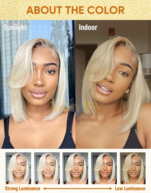 [Ready To Ship Only For US] Yara- Ombre Ash Blonde Straight 13x4/5.5x5.5 Lace Bob Wig Glueless Wig
