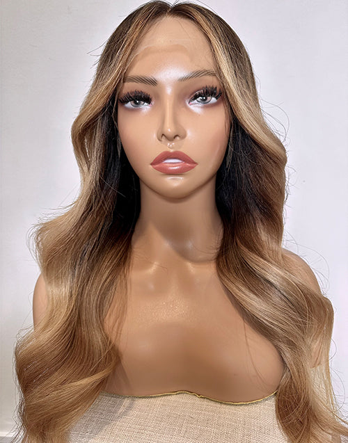 Skylar- True-Hold Series Ombre Honey Blonde Balayage Shiny Wavy 13x6 Lace Glueless Wig