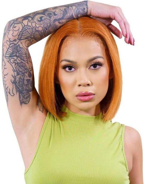 2 WIGS=$159|12" #60 Straight Bob T Part Lace Wig+12" Orange Color Straight Bob T Part Lace Wig Flash Deal
