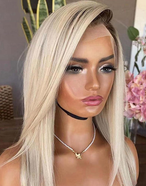 16" Ombre Blonde Straight 13x4 Lace Front Wig For Women Flash Deal