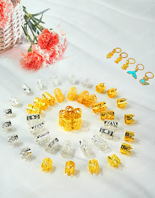 200 Pcs Loc Hair Jewelry For Braids Metal Gold and Silver Hair Charms For Women